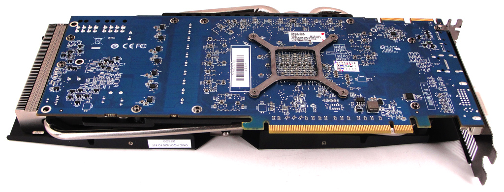 Die HIS Radeon HD 7970 GHz Edition IceQ X² von der Unterseite.