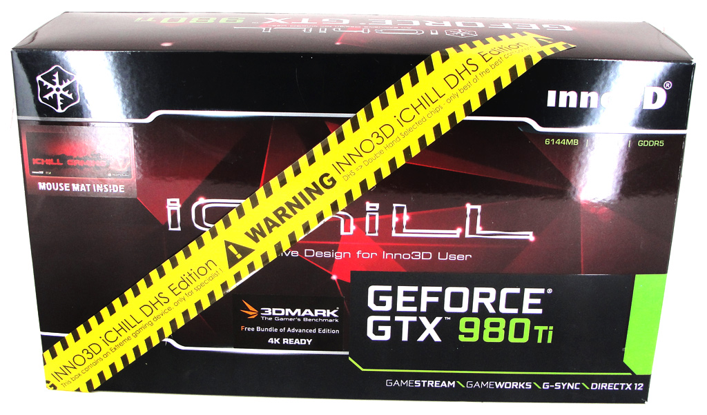 Abgelichtet: Die markante Verpackung der iChill GeForce GTX 980 Ti X3 DHS von Hersteller Inno3D.