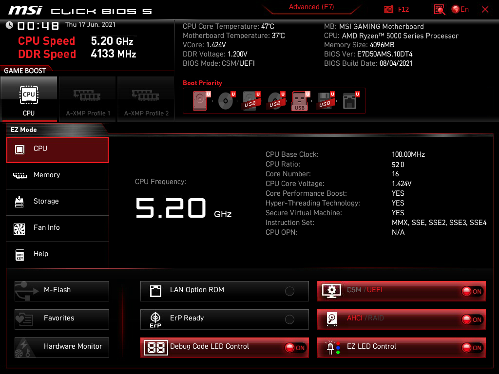 Das CLICK BIOS 5 im Advanced-Mode.