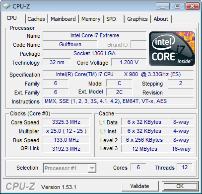 Intel Core i7-980X/6x 3,33 - 3,6 GHZ / LGA 1366 / Six Core CPU/Processor