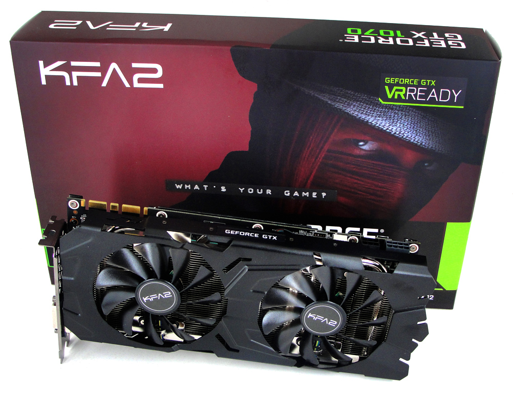 Im Fokus: Die Verpackung der neuen KFA2 GeForce GTX 1070 EXOC inkl. der Grafikkarte selbst.