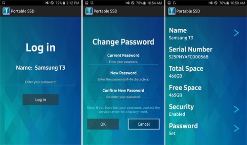 Die Samsung Portable SSD App für Android-Smartphones.