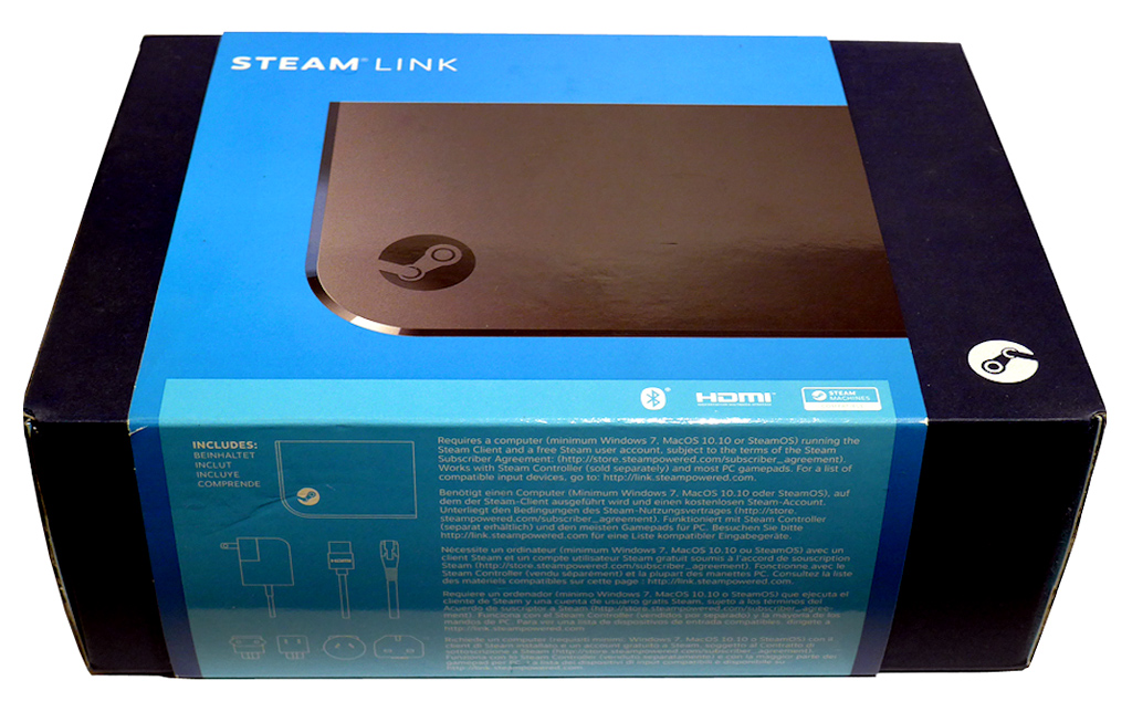 So sieht die Verpackung von Valves Steam Link aus.