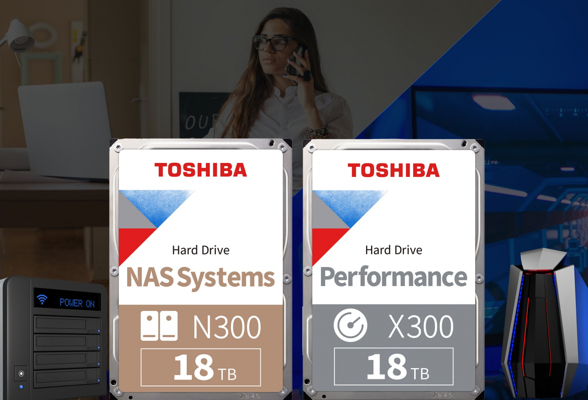 Toshiba erweitert Speicher der N300- und X300-Festplatten auf 18 Terabyte