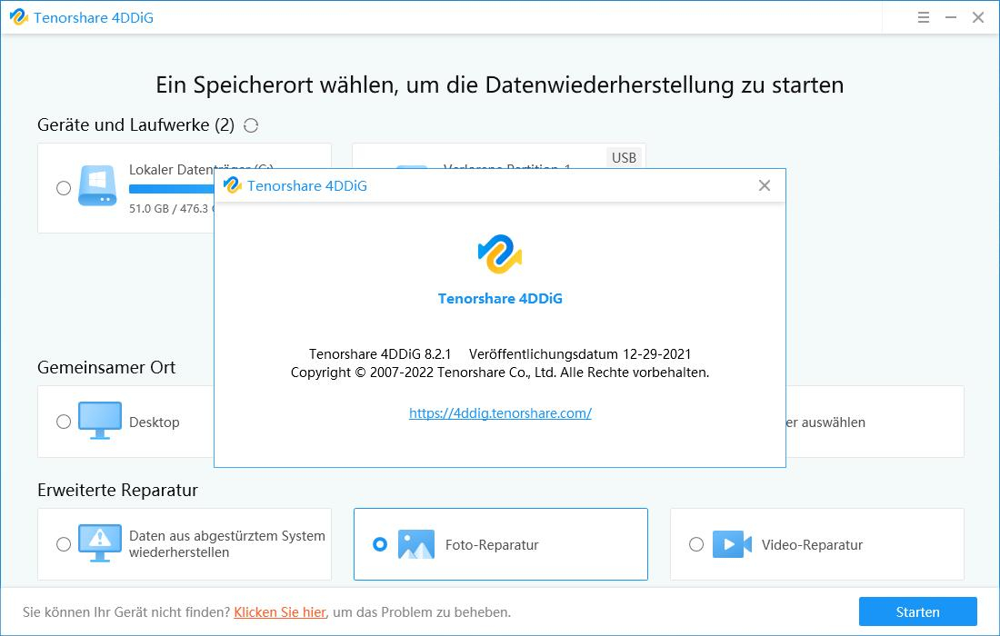 Tenorshare 4DDiG für Windows bietet die Möglichkeit der einfachen Datenrettung