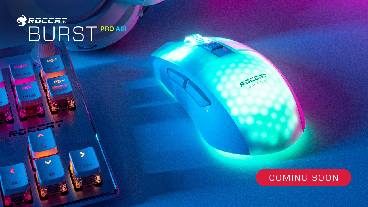 ROCCAT Burst Pro Air Lightweight Optical Wireless RGB Gaming Mouse.