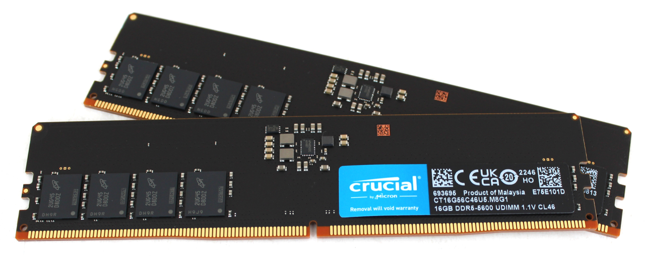 Das flotte Crucial DDR5-5600 DIMM-Kit CT2K16G56C46U5 arbeitet auf unseren Testsystemen.