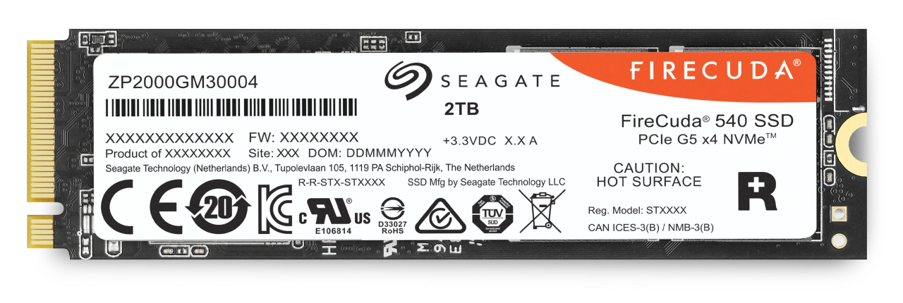 Seagate stellt die FireCuda 540 PCIe Gen5 SSD vor.